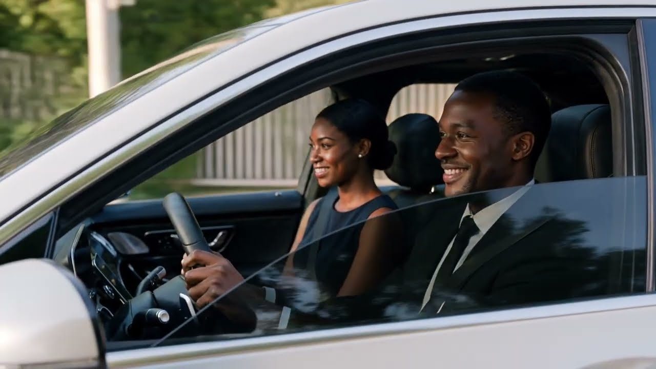 Couple arriving by car, from the Regalia film